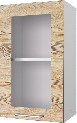 Шкаф навесной для кухни Горизонт Мебель Оптима 40 с витриной (сосна бран)