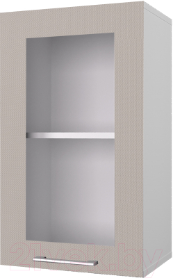 Шкаф навесной для кухни Горизонт Мебель Оптима 40 с витриной (холст латте)