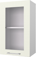 Шкаф навесной для кухни Горизонт Мебель Оптима 40 с витриной (холст молоко) - 