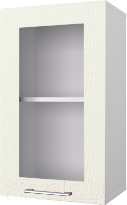 Шкаф навесной для кухни Горизонт Мебель Оптима 40 с витриной (холст молоко)