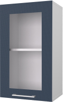 Шкаф навесной для кухни Горизонт Мебель Оптима 40 с витриной (холст сапфир) - 