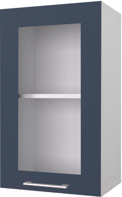 Шкаф навесной для кухни Горизонт Мебель Оптима 40 с витриной (холст сапфир)
