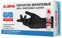 Перчатки одноразовые Laima Виниловые / 607897 (XL, 100шт, черный) - 