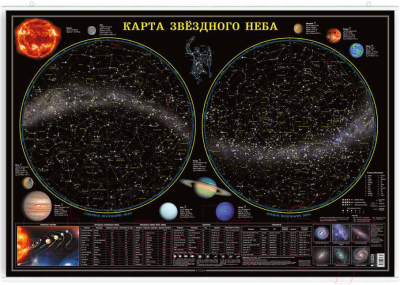 Настенная карта Геодом Звездное небо. Планеты. На рейках