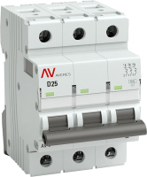 

Выключатель автоматический, Averes AV-6 3P 25A (D) 6kA / mcb6-3-25D-av