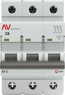 Выключатель автоматический EKF Averes AV-6 3P 6A (C) 6kA / mcb6-3-06C-av
