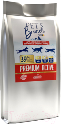 Сухой корм для собак Pet's Brunch Premium Active для активных собак средних и крупных пород (14кг)