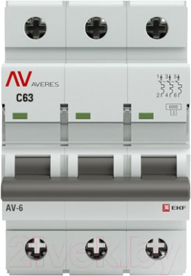 Выключатель автоматический EKF Averes AV-6 3P 63A (C) 6kA / mcb6-3-63C-av