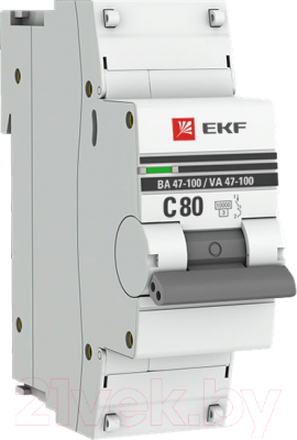 Выключатель автоматический EKF PROxima ВА 47-100 1P 80A (C) 10kA / mcb47100-1-80C-pro