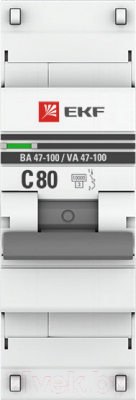 Выключатель автоматический EKF PROxima ВА 47-100 1P 80A (C) 10kA / mcb47100-1-80C-pro