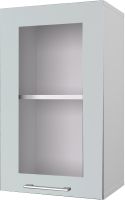 Шкаф навесной для кухни Горизонт Мебель Оптима 40 с витриной (белый эмалит) - 
