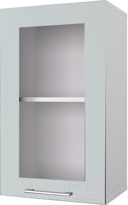 Шкаф навесной для кухни Горизонт Мебель Оптима 40 с витриной (белый эмалит)