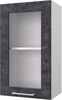 Шкаф навесной для кухни Горизонт Мебель Оптима 40 с витриной (камень арья) - 