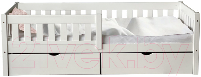 Кровать-тахта детская EcoWood Гретта 80х160 с ящиком / ECO.001.00012.80-160.W (белый)