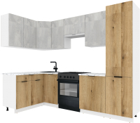 Готовая кухня ВерсоМебель Эко-2 1.4x2.7 левая (бетонный камень/дуб эвок прибрежный/ст.альберика) - 