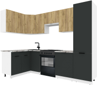 Кухонный гарнитур ВерсоМебель Эко-2 1.4x2.7 левая (дуб крафт золотой/антрацит/ст.альберика) - 