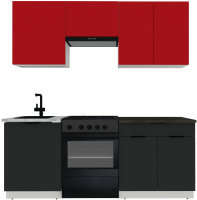 Кухонный гарнитур ВерсоМебель Эко-2 2.0 (красный чили/антрацит/ст.луна) - 