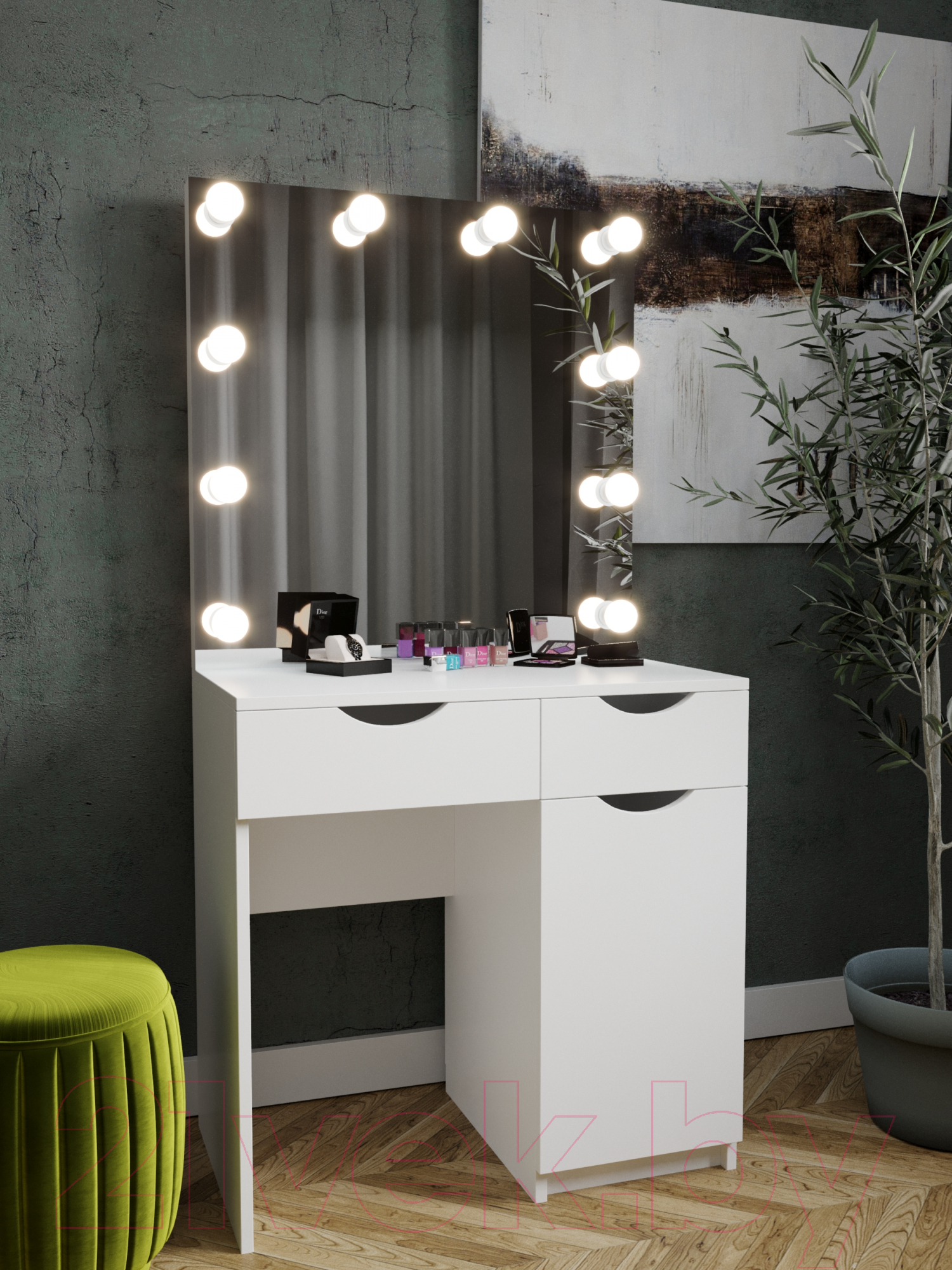 Туалетный столик с зеркалом Мир Мебели С подсветкой 22 ZB
