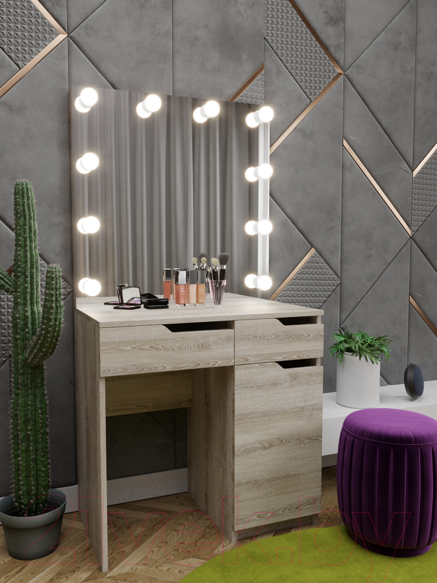 Туалетный столик с зеркалом Мир Мебели С подсветкой 23 ZS