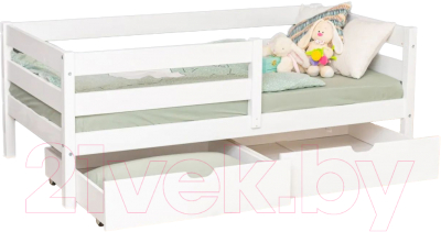 Односпальная кровать детская EcoWood Марта 80x180 с ящиком / ECO.001.00008.80-180.W