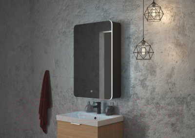 Шкаф с зеркалом для ванной Континент Eltoro Black Led 56x86 L