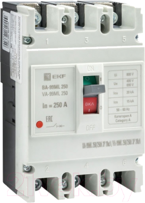 Выключатель автоматический EKF Basic ВА-99МL 250/250А 3P 20кА / mccb99-250-250mi