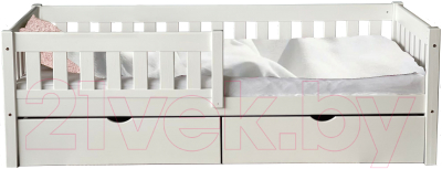 Кровать-тахта детская EcoWood Гретта 80x180 с ящиком / ECO.001.00012.80-180.W