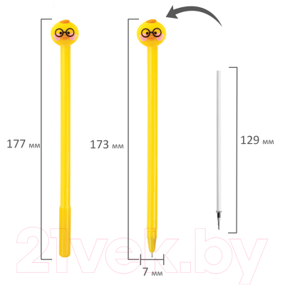 Изображение товара Ручка шариковая Юнландия Цыпленок / 143808 (ассорти, 0.7мм синий)