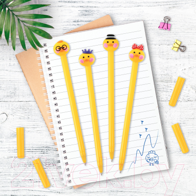 Изображение товара Ручка шариковая Юнландия Цыпленок / 143808 (ассорти, 0.7мм синий)