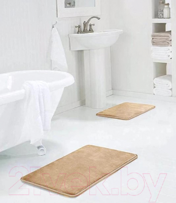 Набор ковриков для ванной и туалета Home One С эффектом памяти / 372207 (51x81/43x61, бежевый)