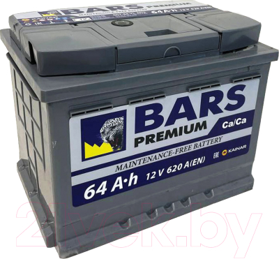 Автомобильный аккумулятор BARS Premium 64 R / 064 13 27 01 0021 09 11 0 L (64 А/ч)