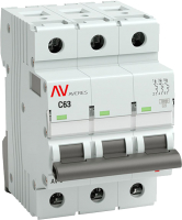 

Выключатель автоматический, Averes AV-10 3P 63A (C) 10kA / mcb10-3-63C-av