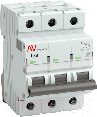 Выключатель автоматический EKF Averes AV-10 3P 63A (C) 10kA / mcb10-3-63C-av