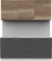 Кухонный гарнитур Интермебель Микс Топ-4 1.8м без столешницы (дуб каньон/графит серый) - 