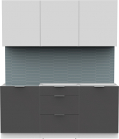 Кухонный гарнитур Интермебель Микс Топ-4 1.8м без столешницы (белый премиум/графит серый) - 