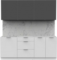 Кухонный гарнитур Интермебель Микс Топ-5 2.0м без столешницы (графит серый/белый премиум) - 