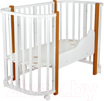 Детская кроватка INDIGO Baby Lux 3 в 1 (белый/натуральные стойки)