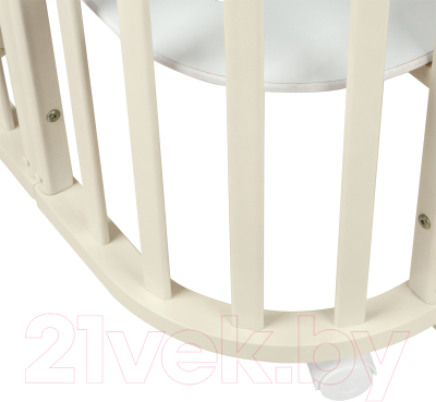 Детская кроватка INDIGO Baby Lux 3 в 1 (слоновая кость/белые стойки)