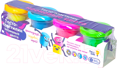 Набор для лепки Genio Kids Тесто-пластилин. Неоновые цвета / TA1016V