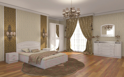 Двуспальная кровать Интерьер центр Венеция 1.6 (жемчуг)