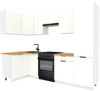 Кухонный гарнитур ВерсоМебель Эко-1 1.2x2.6 левая (белый фасадный/ст.золотистый дуб) - 
