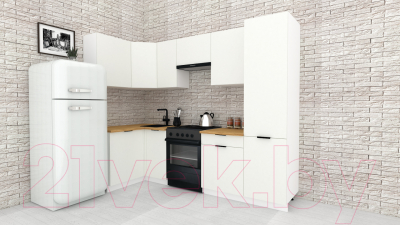 Готовая кухня ВерсоМебель Эко-1 1.2x2.6 левая (белый фасадный/ст.золотистый дуб)