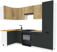 Готовая кухня ВерсоМебель Эко-1 1.2x2.6 левая (дуб крафт золотой/антрацит/ст.золотистый дуб) - 
