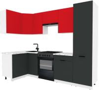 Кухонный гарнитур ВерсоМебель Эко-1 1.2x2.6 левая (красный чили/антрацит/ст.мрамор итальянский) - 