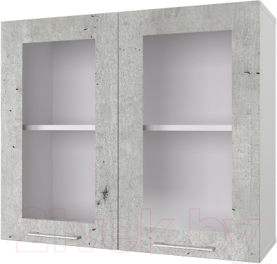 Шкаф навесной для кухни Горизонт Мебель Оптима 80 Витрина (бетон лайт)