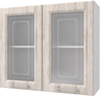 Шкаф навесной для кухни Горизонт Мебель Классик 80 с витриной (рустик серый) - 