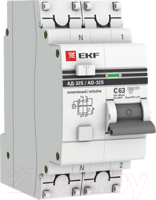 Выключатель автоматический EKF PROxima АД-32 2P 63А 100мА / DA32-63-100S-pro