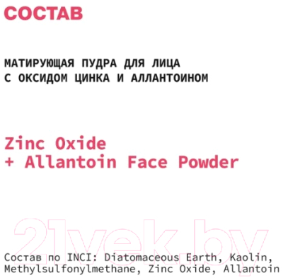 Пудра рассыпчатая Art&Fact Zinc Oxide + Allantoin Face Powder антисептическая (15г)