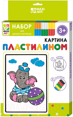Набор для творчества Maxi Art Картина пластилином слоник / MA-2104-4-5