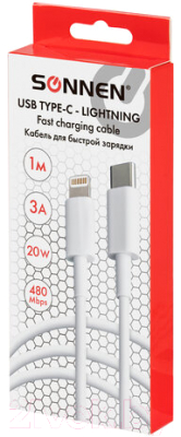 Кабель Sonnen USB Type-C-Lightning / 513612 (белый)